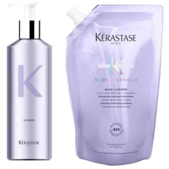 Pack Bouteille Et Recharge Bain Lumière Blond Absolu Kérastase 500ML