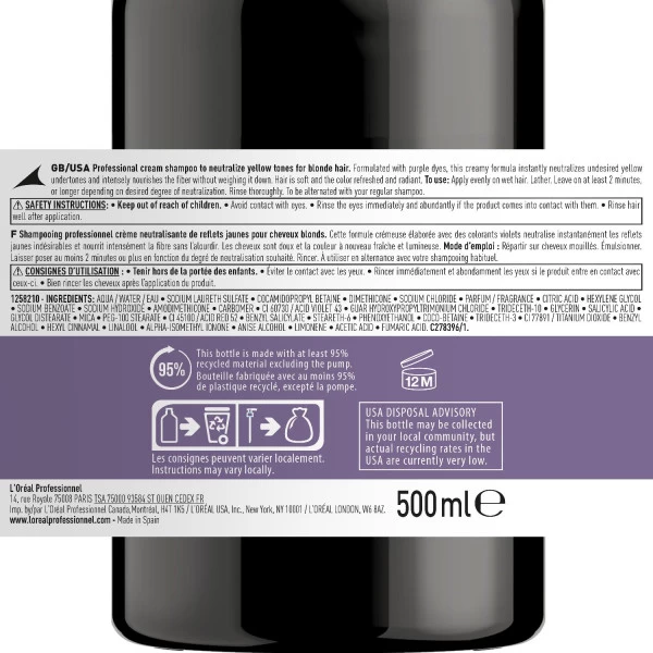 Shampooing Violet Chroma Crème L'Oréal Professionnel 500ML 9 Shampooing Violet Chroma Crème L'Oréal Professionnel 500ML – Image 9