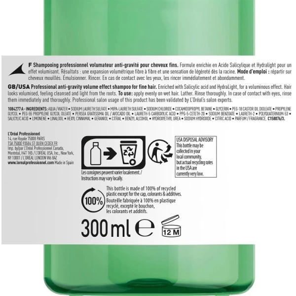 Shampooing Volumetry L'Oréal Professionnel 300ML 7 Shampooing Volumetry L'Oréal Professionnel 300ML – Image 7